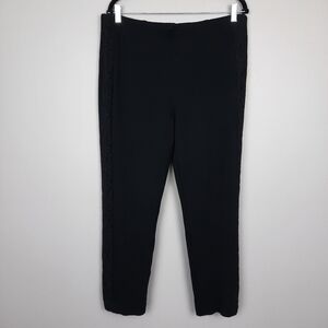 Chico's Lace Applique Black High Rise Pull On Ankle Length Ponte Pants size 12